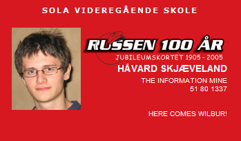 Håvard's russ card.